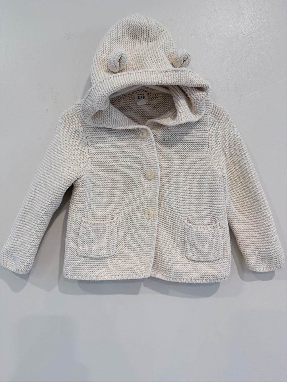 GAP Cream Knit Hooded Jacket with Ear Details